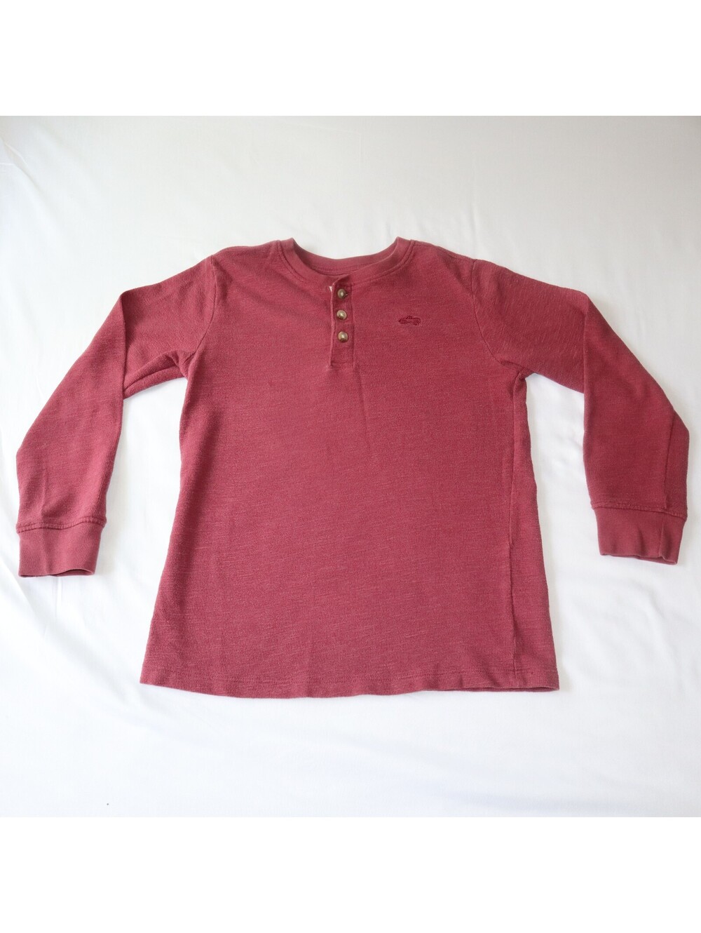 365 Kids Boys Long Sleeve Henley Shirt - Size 8 - Burgundy